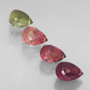 Tormalina naturale multicolore da  ct, briolette, VVS-VS