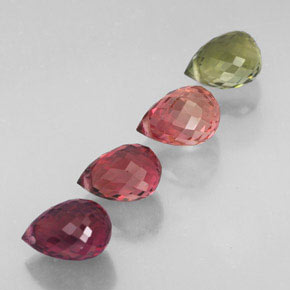 Tormalina naturale multicolore da  ct, briolette, VVS-VS
