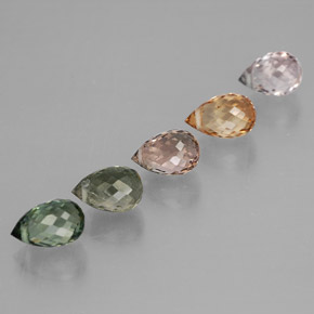 Tormalina naturale multicolore da 3,87 ct, briolette, VVS-VS