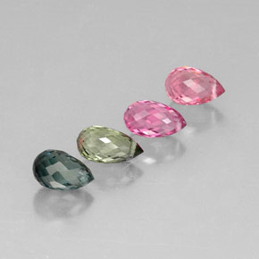 Tormalina naturale multicolore da  ct, briolette, VVS-VS