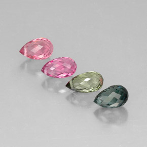 Tormalina naturale multicolore da  ct, briolette, VVS-VS