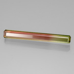 Tormalina naturale bicolore da 6,88 ct, taglio smeraldo, VVS-VS