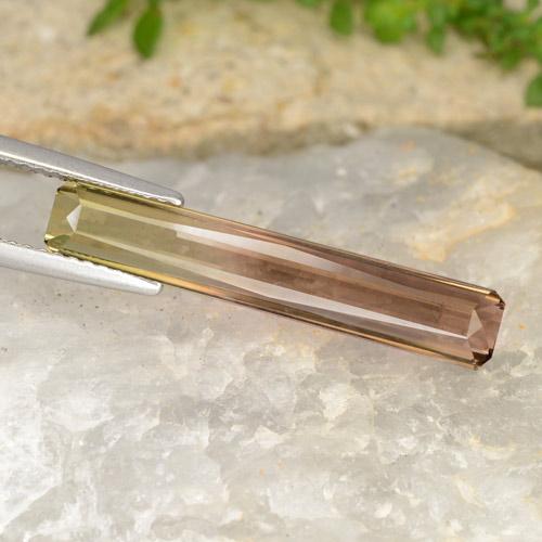 Tormalina naturale bicolore da 4,87 ct, taglio smeraldo, VVS-VS