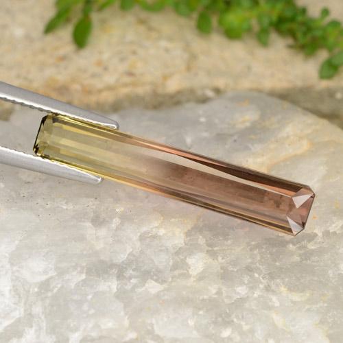 Tormalina naturale bicolore da 4,87 ct, taglio smeraldo, VVS-VS