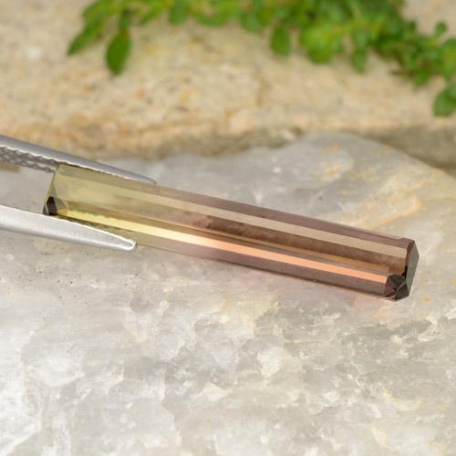 Tormalina naturale bicolore da 4,87 ct, taglio smeraldo, VVS-VS
