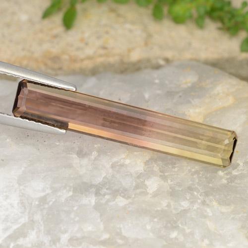 Tormalina naturale bicolore da 4,63 ct, taglio smeraldo, VVS-VS
