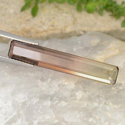 Tormalina naturale bicolore da 4,63 ct, taglio smeraldo, VVS-VS