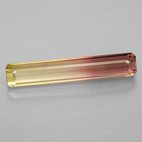 Tormalina naturale bicolore da 4,12 ct, taglio smeraldo, VS
