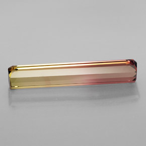 Tormalina naturale bicolore da 4,12 ct, taglio smeraldo, VS