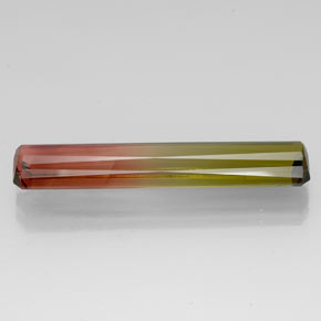 Tormalina naturale bicolore da 13,96 ct, taglio smeraldo, VVS-VS