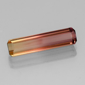 Tormalina naturale bicolore da 3,18 ct, taglio smeraldo, VVS-VS