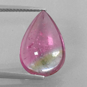 Tormalina naturale bicolore da 6,72 ct, taglio a pera, trasparente