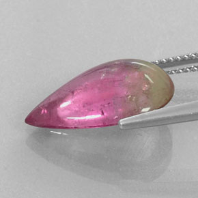 Tormalina naturale bicolore da 6,72 ct, taglio a pera, trasparente