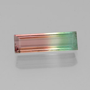 Tormalina naturale multicolore da 0,84 ct, baguette, VS-SI