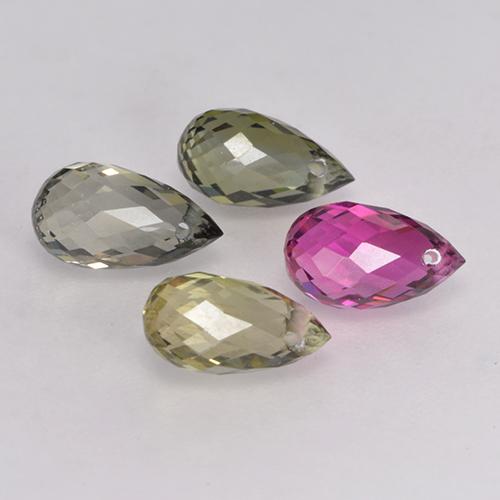 Tormalina naturale multicolore da 2,95 ct, briolette, VS