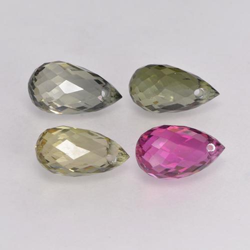 Tormalina naturale multicolore da 2,95 ct, briolette, VS