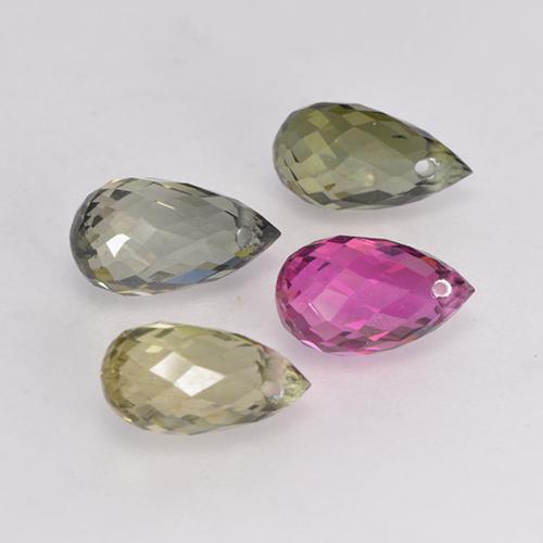 Tormalina naturale multicolore da 2,95 ct, briolette, VS