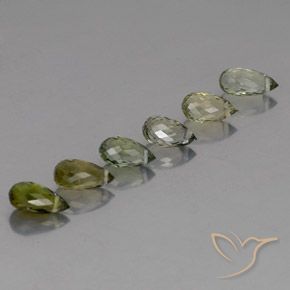 Gemme di Tormalina Verde medio naturale da 3.37 ct, Taglio briolette, VS-SI