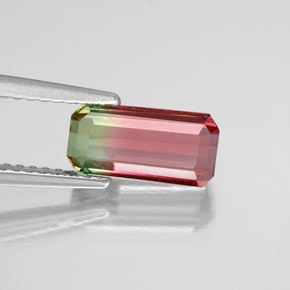 Tormalina naturale multicolore da 1,75 ct, taglio smeraldo, VS