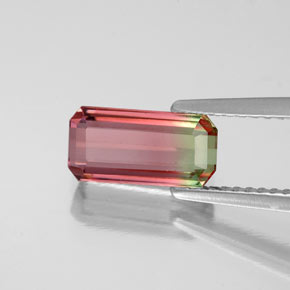 Tormalina naturale multicolore da 1,75 ct, taglio smeraldo, VS