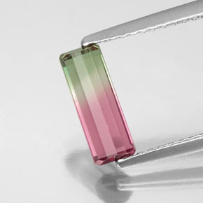 Tormalina naturale bicolore da 0,99 ct, taglio smeraldo, VS-SI