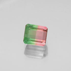 Tormalina naturale bicolore da 0,87 ct, taglio smeraldo, VS-SI