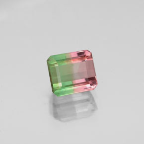 Tormalina naturale bicolore da 0,87 ct, taglio smeraldo, VS-SI