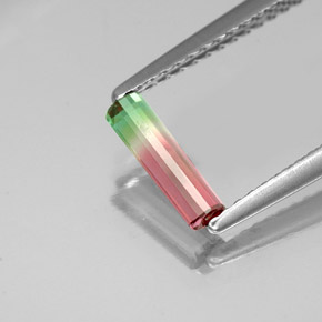 Tormalina naturale multicolore da 0,35 ct, taglio smeraldo, VS