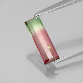 Tormalina naturale multicolore da 0,87 ct, baguette, VVS-VS