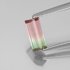 Tormalina naturale multicolore da 0,68 ct, baguette, VS-SI
