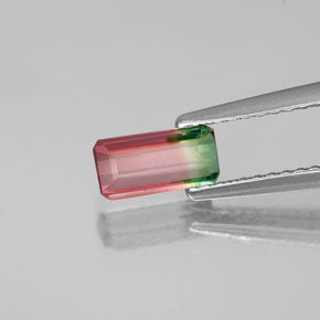 Tormalina naturale multicolore da 0,65 ct, taglio smeraldo, VS