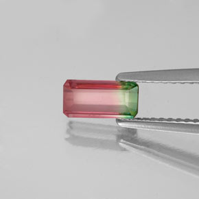 Tormalina naturale multicolore da 0,65 ct, taglio smeraldo, VS