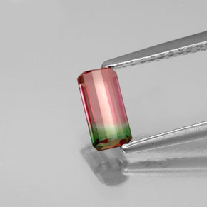Tormalina naturale multicolore da 0,65 ct, taglio smeraldo, VS