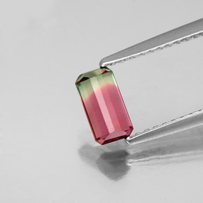 Tormalina naturale multicolore da 0,68 ct, taglio smeraldo, VS