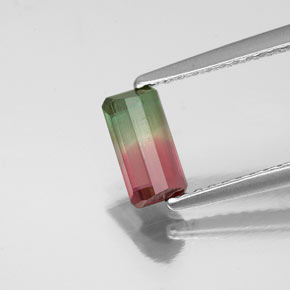 Tormalina naturale multicolore da 0,72 ct, taglio smeraldo, SI