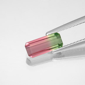 Tormalina naturale bicolore da 0,77 ct, taglio smeraldo, VS-SI