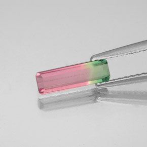 Tormalina naturale bicolore da 0,74 ct, taglio smeraldo, VS-SI