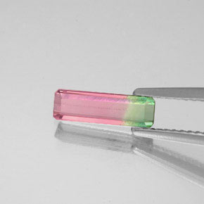 Tormalina naturale bicolore da 0,74 ct, taglio smeraldo, VS-SI