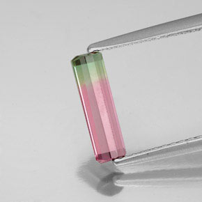 Tormalina naturale bicolore da 0,74 ct, taglio smeraldo, VS-SI