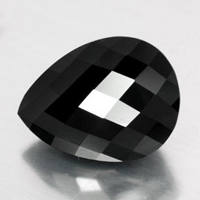Tormalina naturale nero da 16,07 ct, taglio a pera, opaco