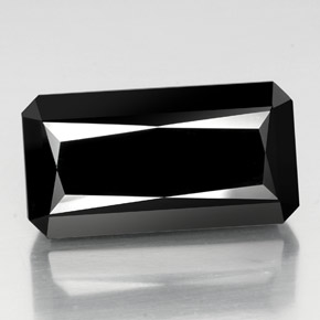 Tormalina naturale nero da 38,90 ct, taglio smeraldo, opaco