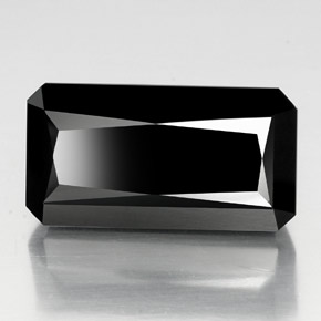 Tormalina naturale nero da 38,90 ct, taglio smeraldo, opaco