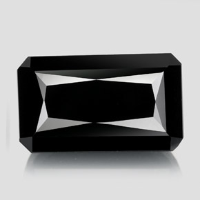 Tormalina naturale nero da 22,79 ct, taglio smeraldo, opaco