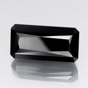 Tormalina naturale nero da 30,20 ct, taglio smeraldo, opaco