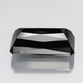 Tormalina naturale nero da 30,20 ct, taglio smeraldo, opaco