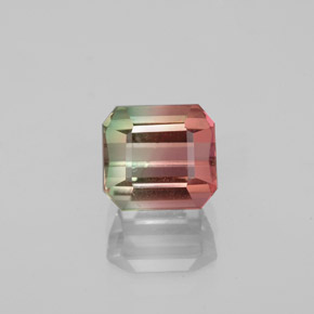 Tormalina naturale bicolore da 1,50 ct, taglio smeraldo, VS