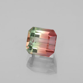 Tormalina naturale bicolore da 1,50 ct, taglio smeraldo, VS