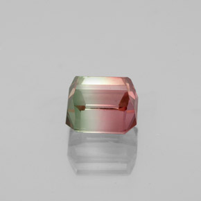 Tormalina naturale bicolore da 1,50 ct, taglio smeraldo, VS