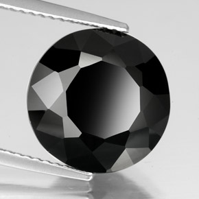 Tormalina naturale nero da 7,35 ct, taglio rotondo, opaco