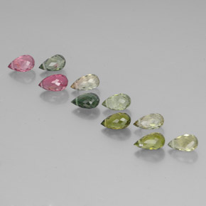 Tormalina naturale multicolore da 7,04 ct, briolette, VS-SI